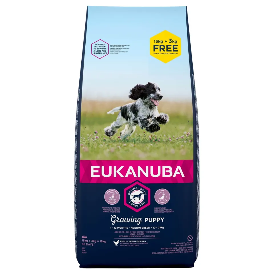 Eukanuba Life Care Dog Puppy Medium hondenvoer met kip, foto 2