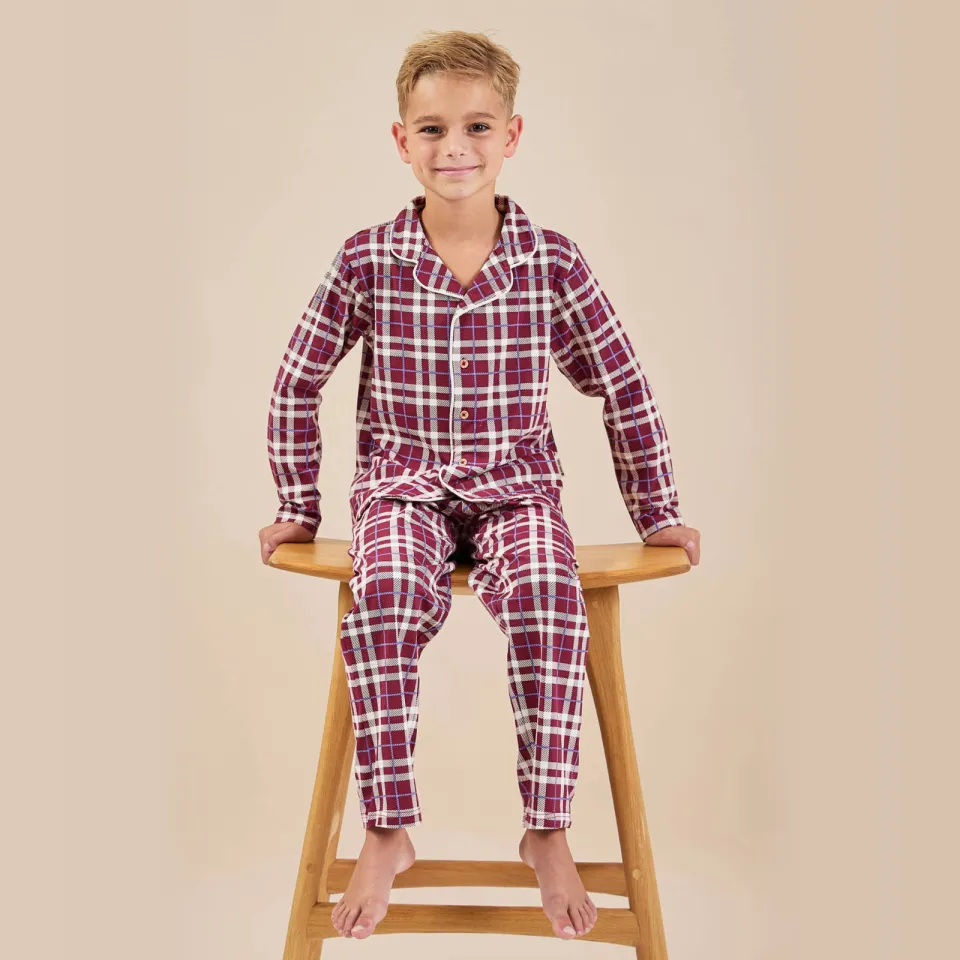 Little Label geruite pyjama donkerrood