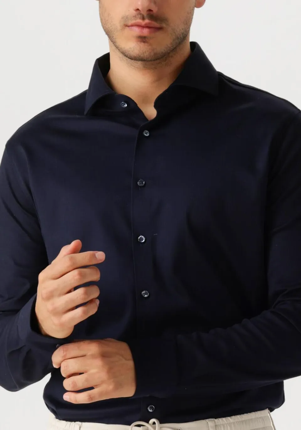 Desoto Luxury Slim Fit jersey overhemd donkerblauw, foto 4