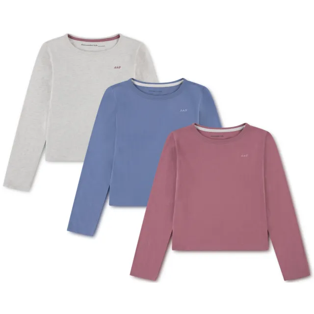 Abercrombie & Fitch longsleeve grijs blauw roze set van 3 grijs / blauw / roze