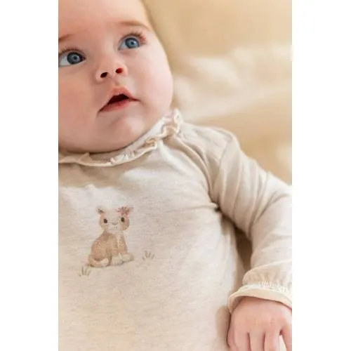Little Dutch katoenen romper met ruches en print - beige, foto 4