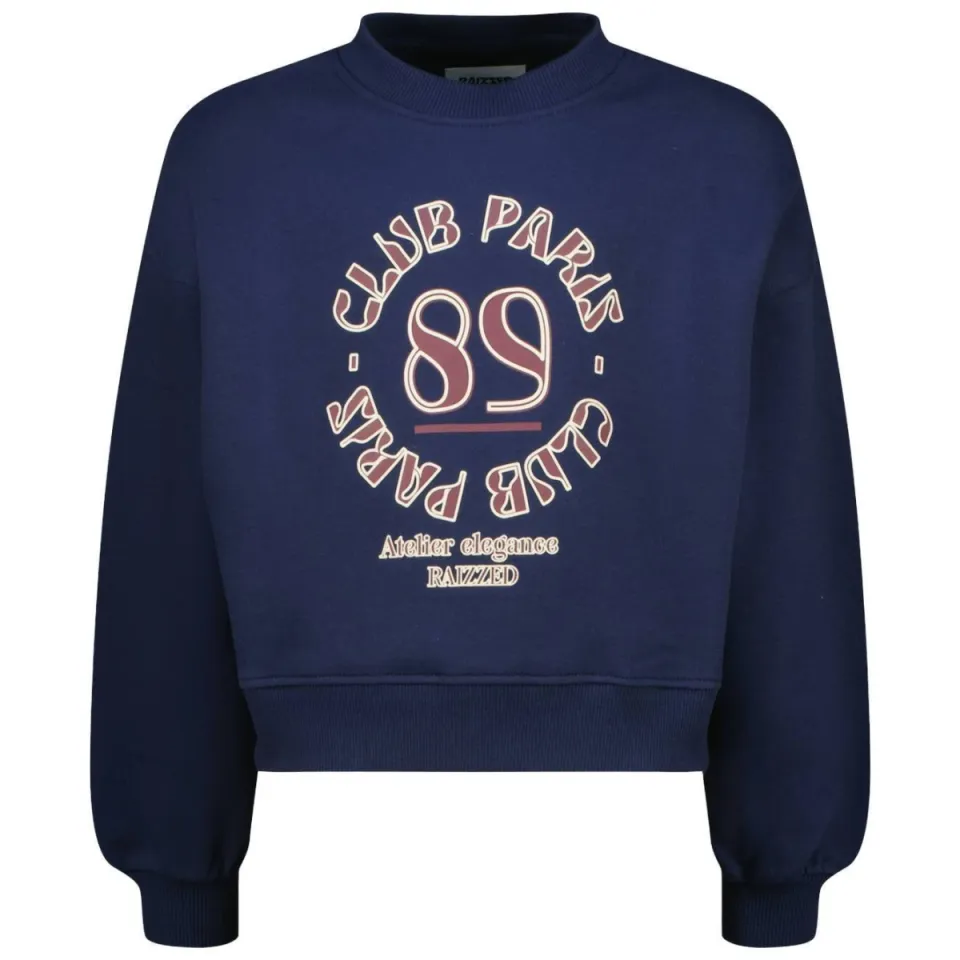 Raizzed boxy sweater met tekst - donkerblauw, foto 2