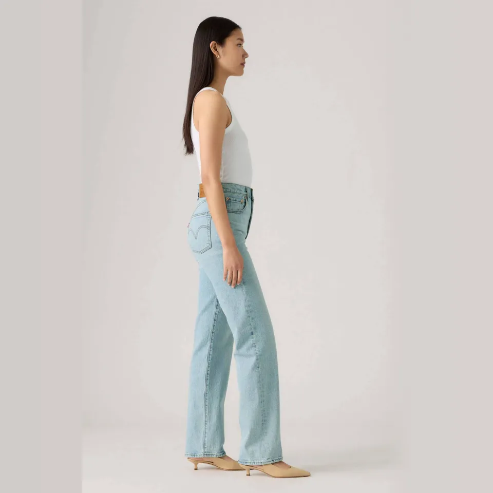 Levi's high waist straight leg jeans Ribcage light blue denim, foto 4