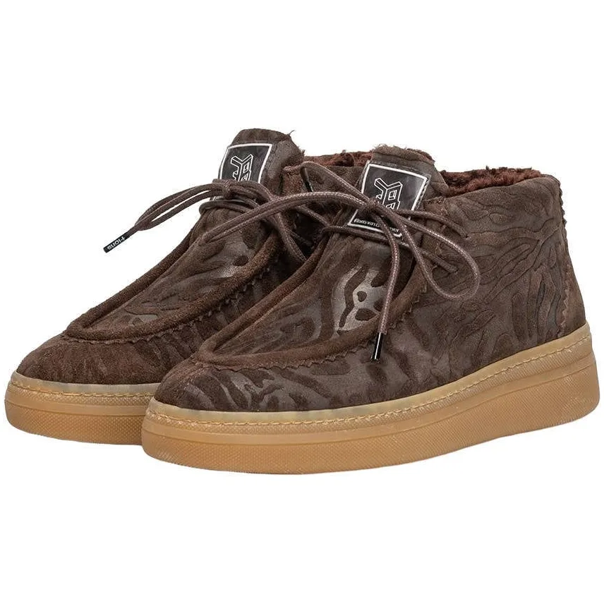Floris Van Bommel suède veterboots met dierenprint - donkerbruin, foto 2