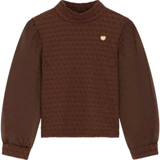 Le Chic semi-transparante blousetop donkerbruin, foto 2