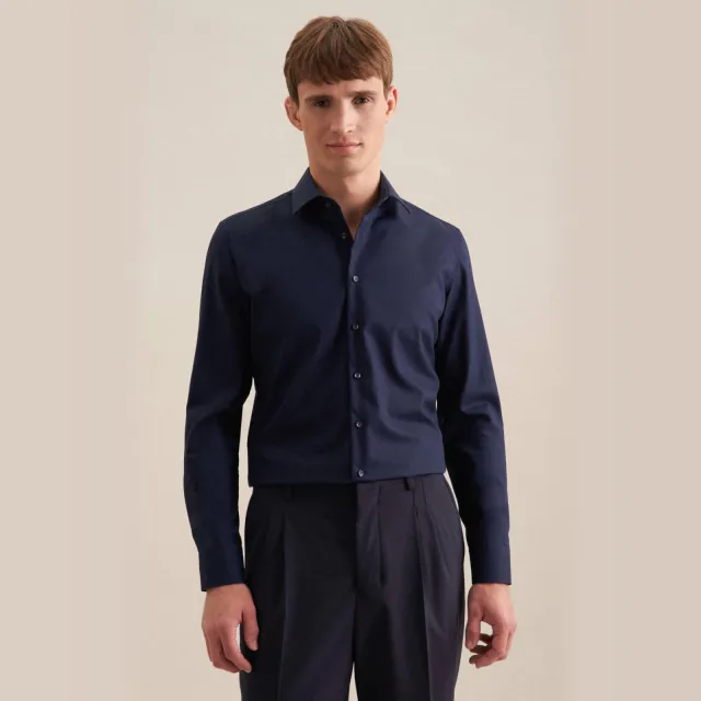 Seidensticker slim fit strijkvrij overhemd donkerblauw
