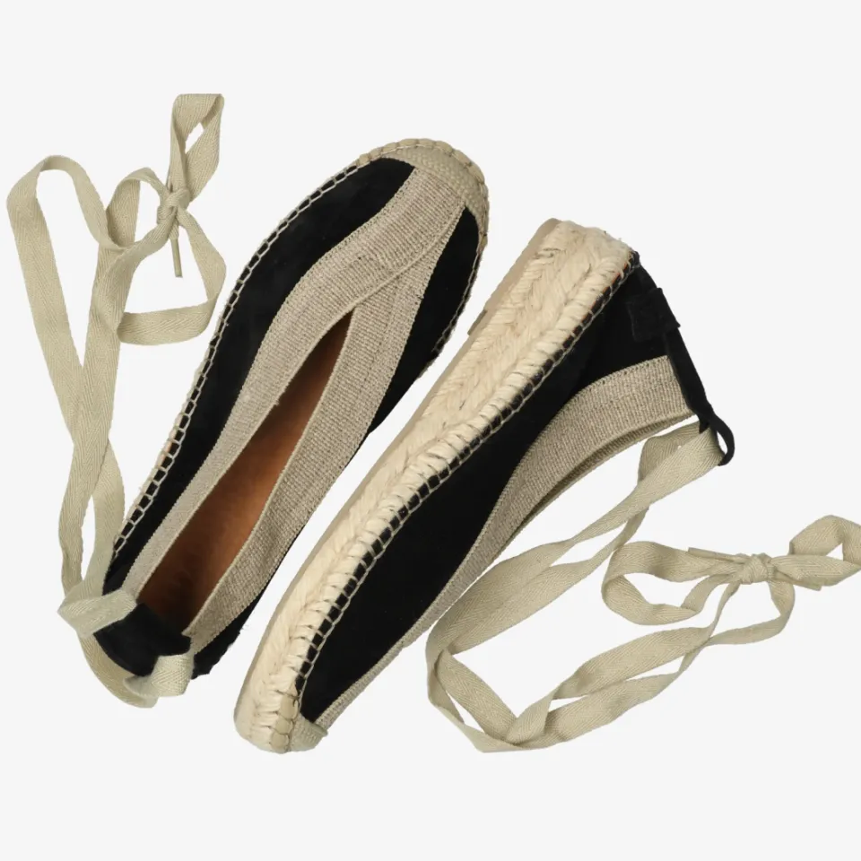 Shabbies Amsterdam Palma Kimono espadrille Suède Zwart, foto 7
