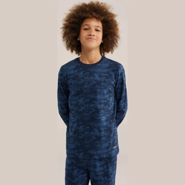 WE Fashion pyjama met print donkerblauw