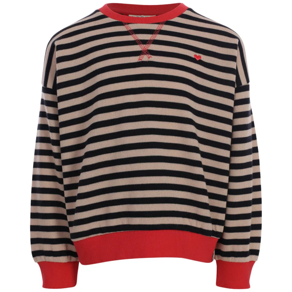 LOOXS little oversized gestreepte sweater met backprint - ecru, foto 2