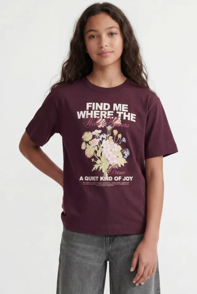 JJXX GIRL T-shirt met print aubergine