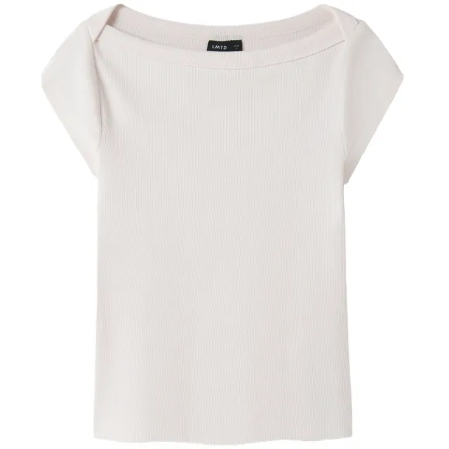 LMTD t-shirt met textuur creme Lichtroze