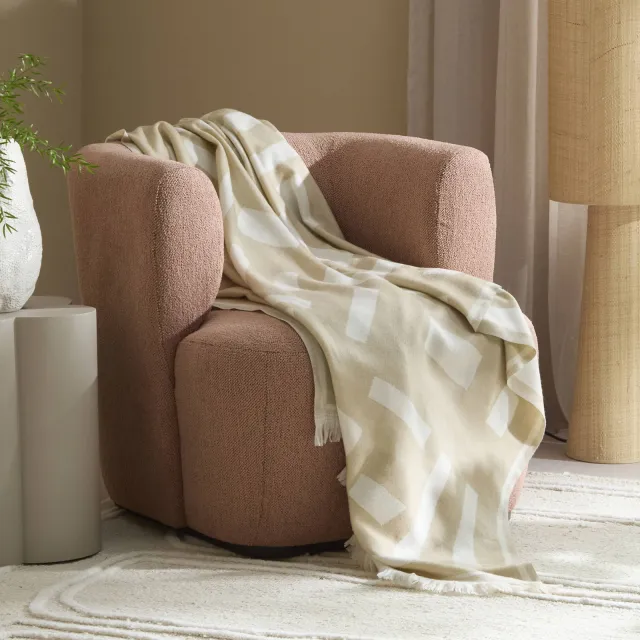 NOUS Living plaid Lecce zand crème, foto 2