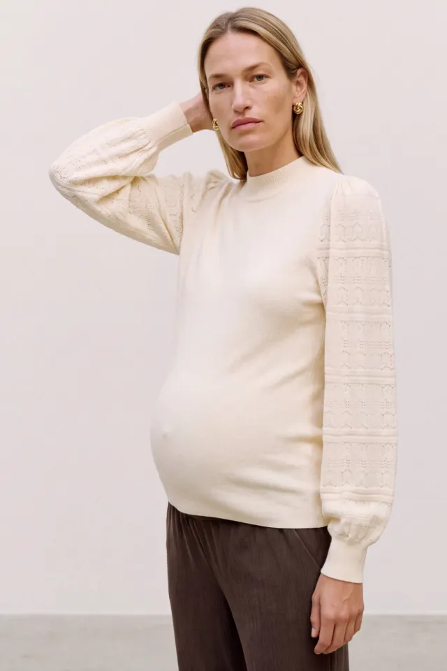 Vero Moda MATERNITY rechtvallende gebreide zwangerschapstrui - beige