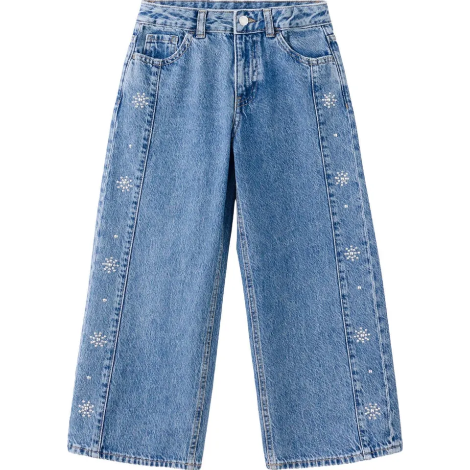 Mango Kids wide leg jeans met studs - blauw, foto 2