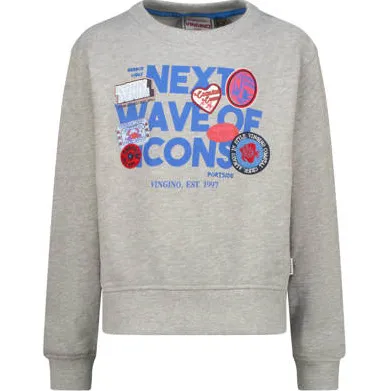 Vingino sweater met print - grijs melange Printopdruk