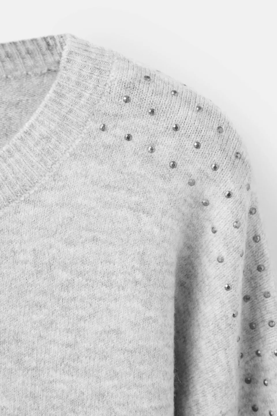 Mango TEEN gebreide trui met strass-steentjes - grijs, foto 8