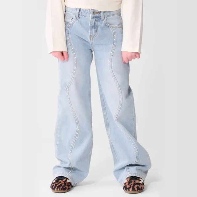 Shoeby wide leg jeans met parels - lichtblauw Light blue denim