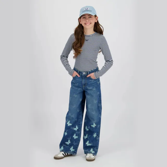 Vingino high waist wide leg jeans medium blue denim Tinted Mid Blue