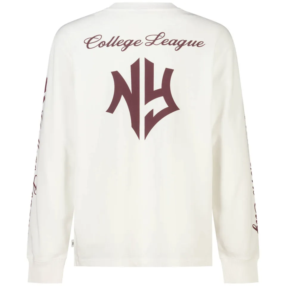 America Today longsleeve met backprint - wit/donkerrood, foto 5