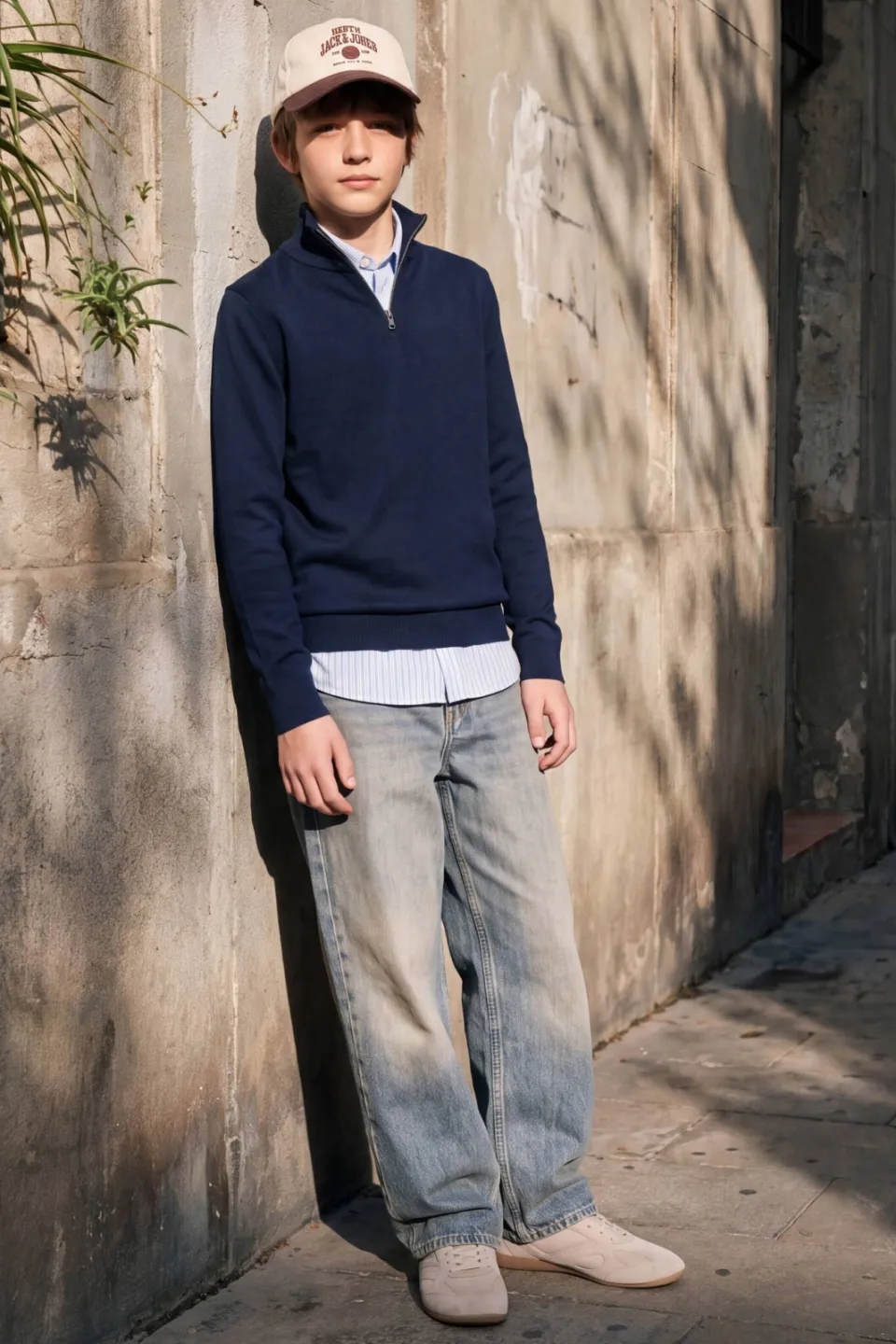 Jack & Jones JUNIOR trui donkerblauw fijn gebreid, foto 5