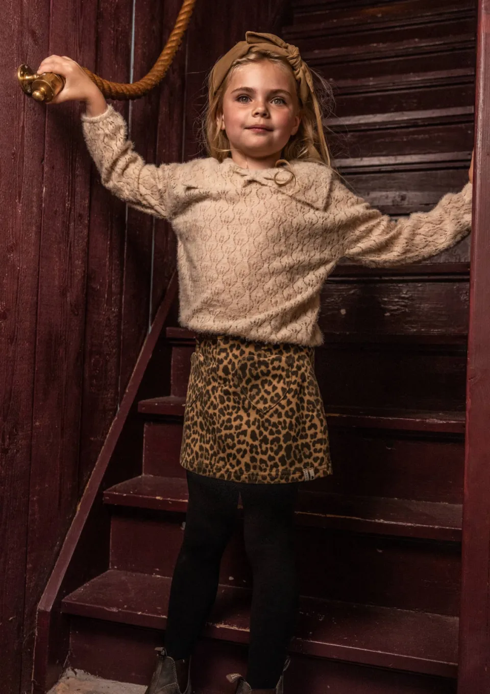 LOOXS little korte spijkerrok panterprint bruin, foto 5