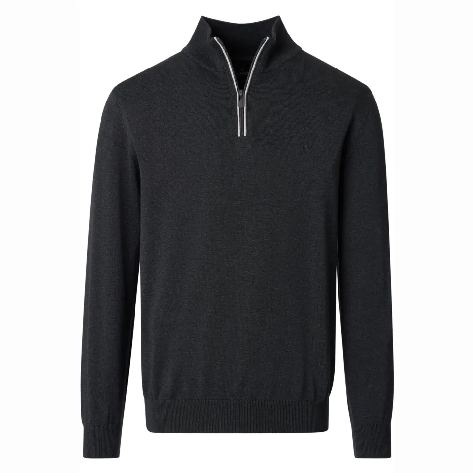 Casa Moda Trui Casamoda Halfzip Trui Solid Antraciet, foto 2
