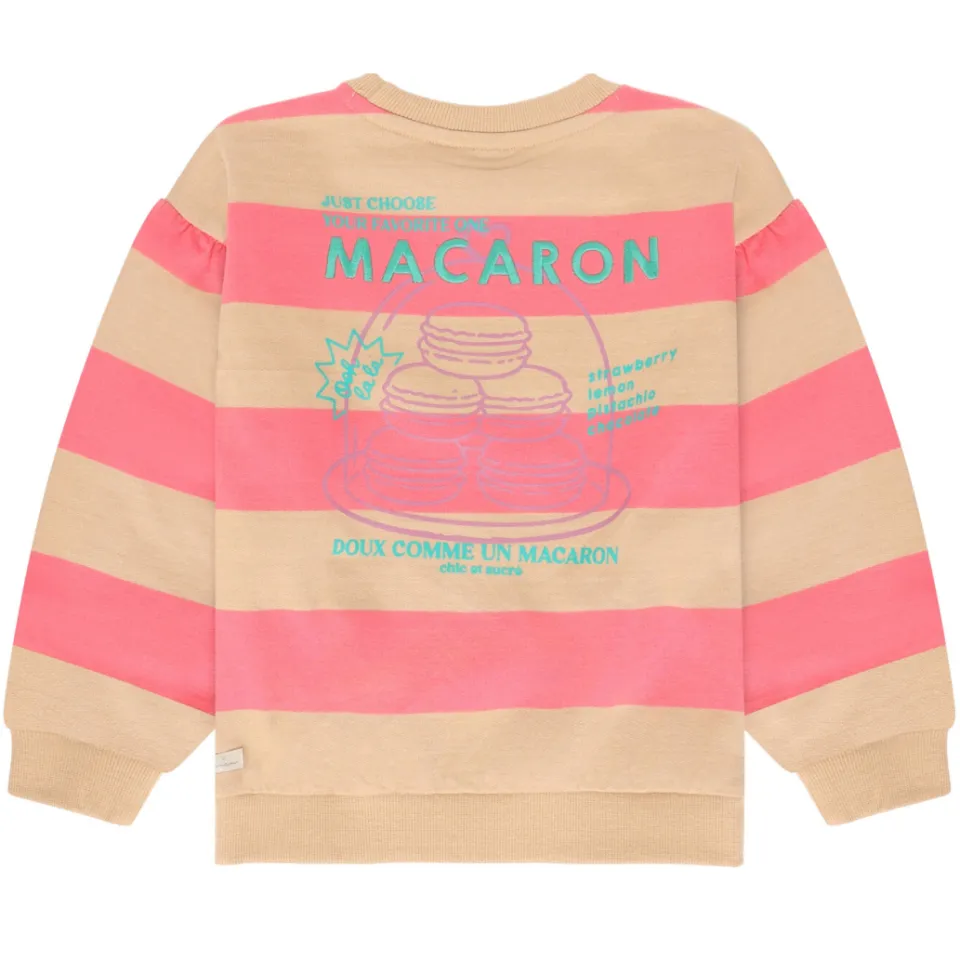 Daily7 rechtvallende gestreepte sweater met backprint - zand, foto 3