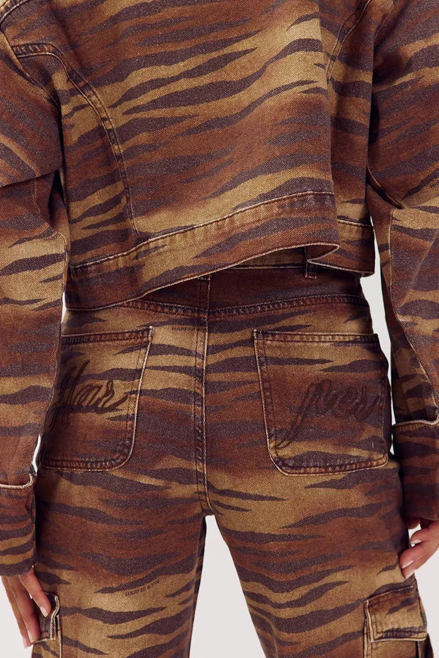Harper & Yve wide leg jeans met dierenprint - bruin, foto 4