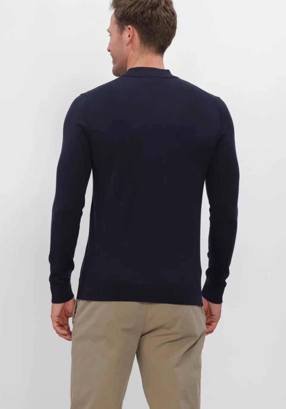 Profuomo Heren Truien & Vesten Pullover Mock Neck Extrafine Merino - Donkerblauw, foto 3