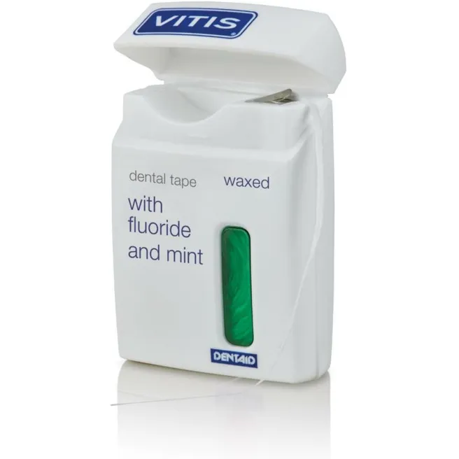 Vitis waxed dental tape met fluoride en mint