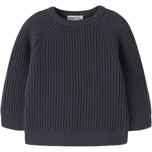 NAME IT MINI rechtvallende gebreide trui - warm donkerblauw