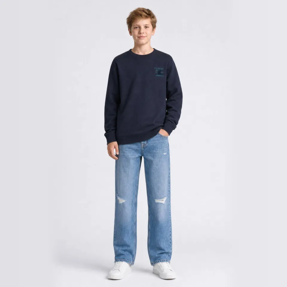 Petrol Industries rechtvallende sweater met print - marineblauw, foto 2