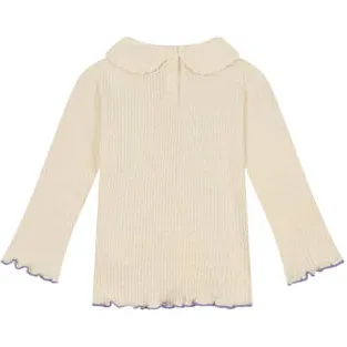 Babyface rechtvallende longsleeve met ruches en print crème, foto 2