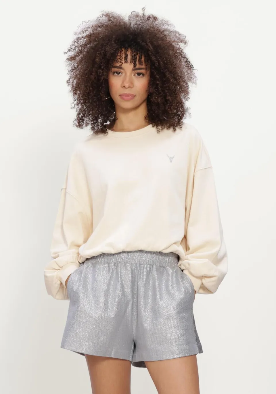 Alix The Label katoenen trui met logo - crème, foto 4