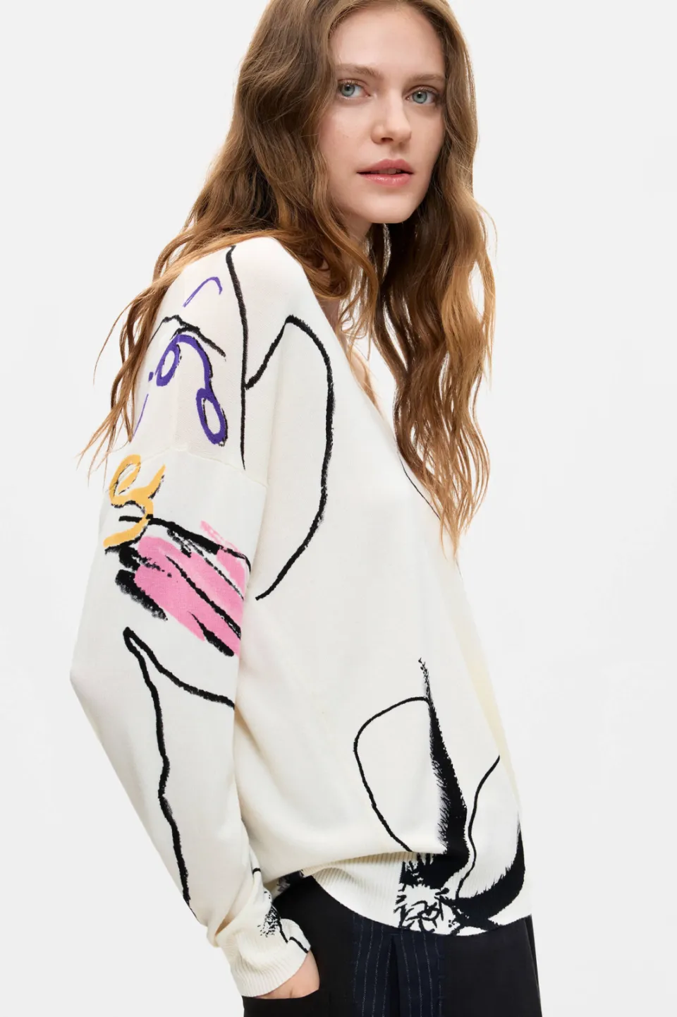 Desigual viscose trui met print - wit, foto 5