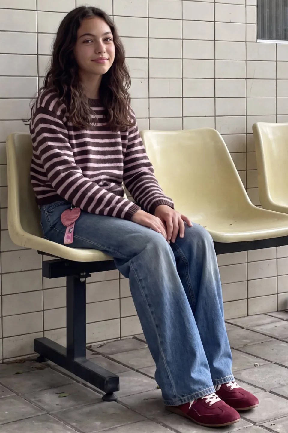 JJXX GIRL gebreide gestreepte trui - bruin/lichtroze, foto 6
