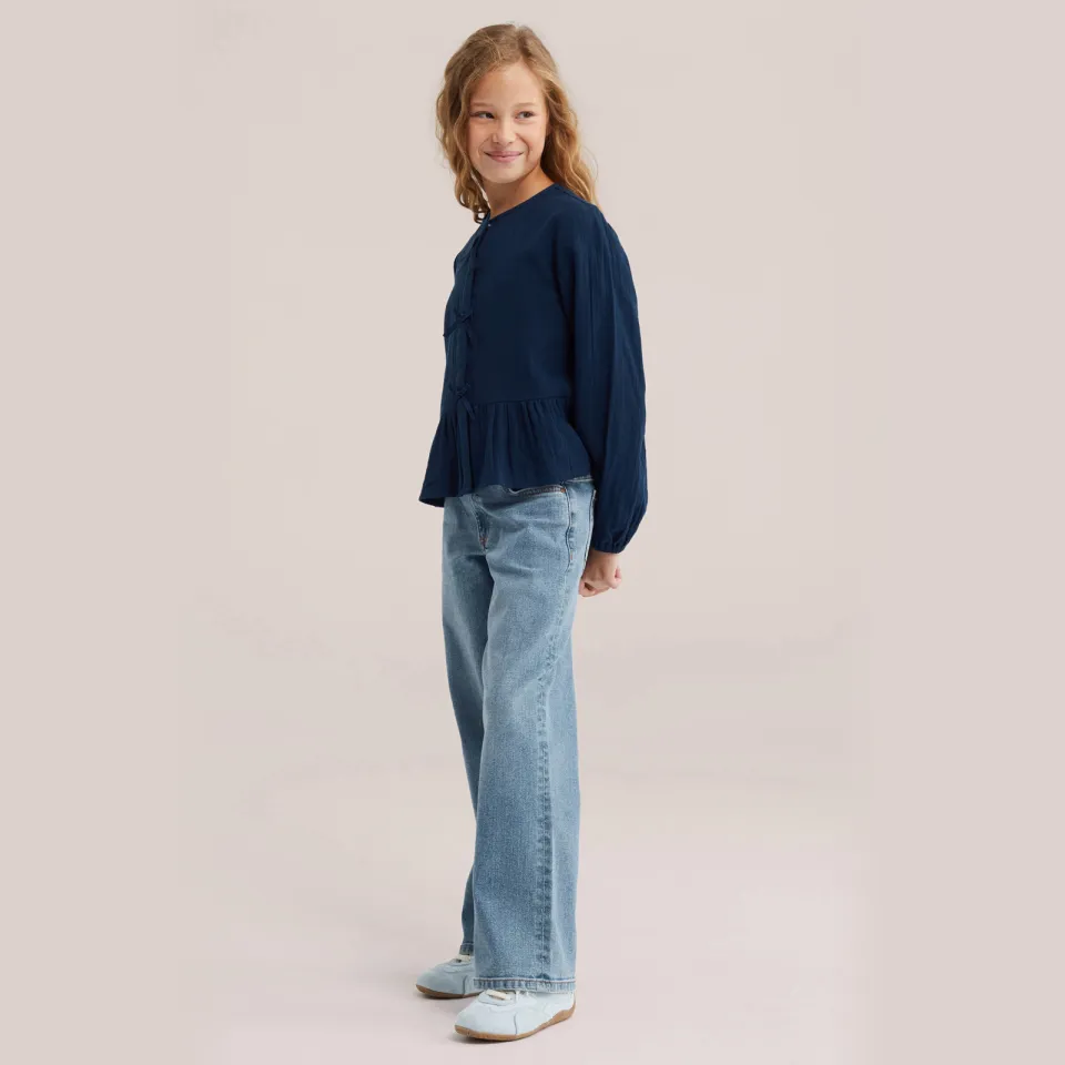 WE Fashion blouse met ruches donkerblauw, foto 4