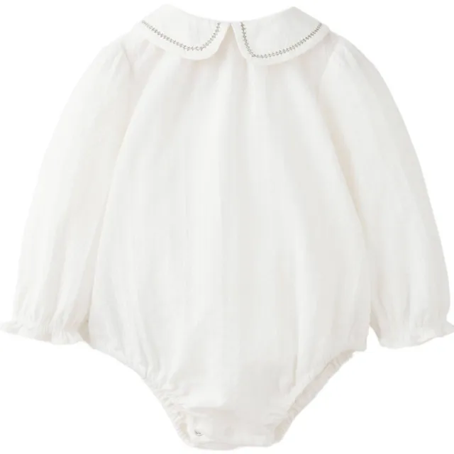 Mango Kids katoenen romper - naturel wit
