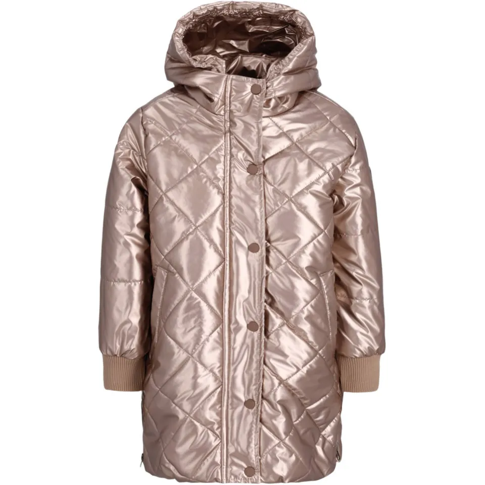 Like Flo quilted winterjas met split bruin, foto 3