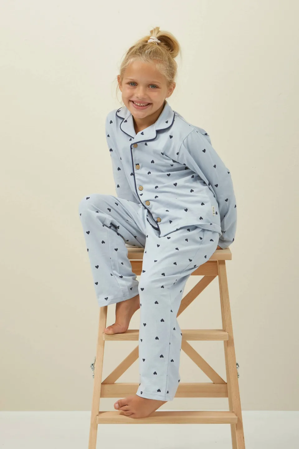 Little Label pyjama met hartjes print blauw