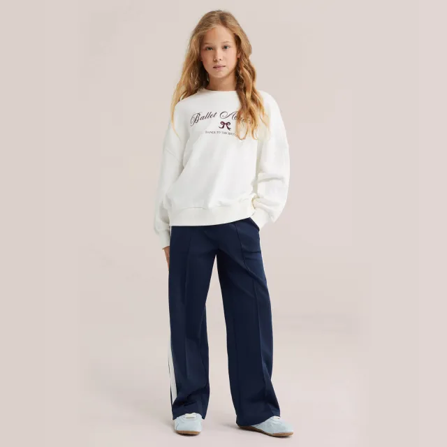 WE Fashion loose fit joggingbroek marineblauw Marineblauw/wit