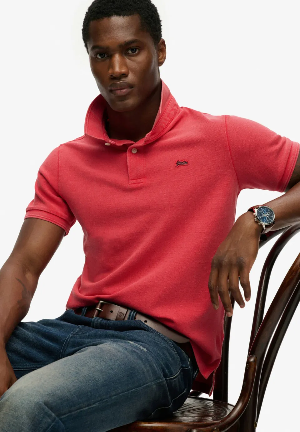 Superdry regular polo roze, foto 4