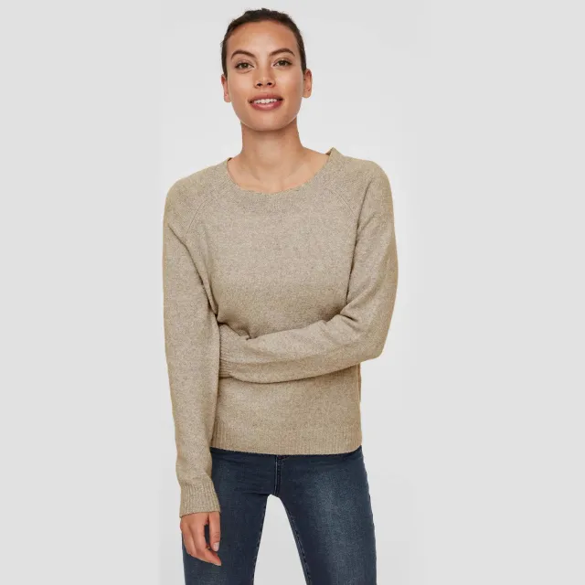 Vero Moda gemêleerde gebreide trui VMDOFFY lichtbruin Sepia Tint