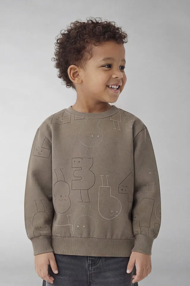 NAME IT MINI sweater met print - bruin