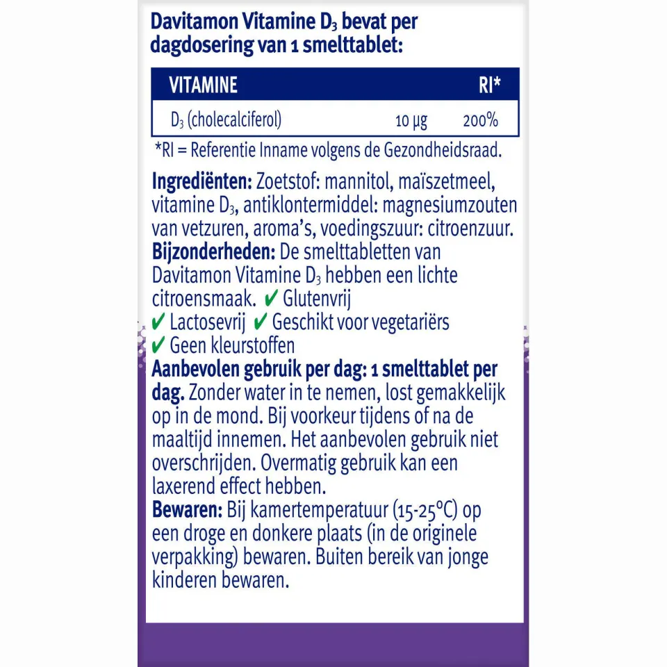 Davitamon Vitamine D3 smelttabletten, foto 8