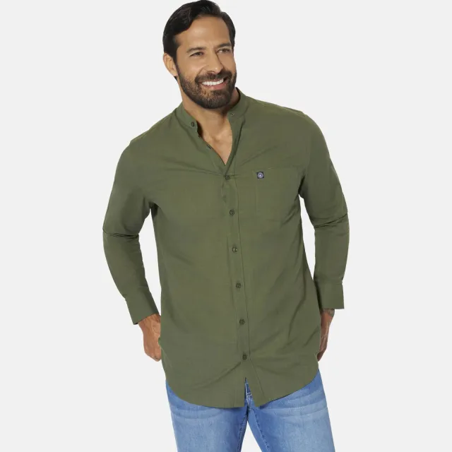 Jan Vanderstorm loose casual overhemd Plus olijf