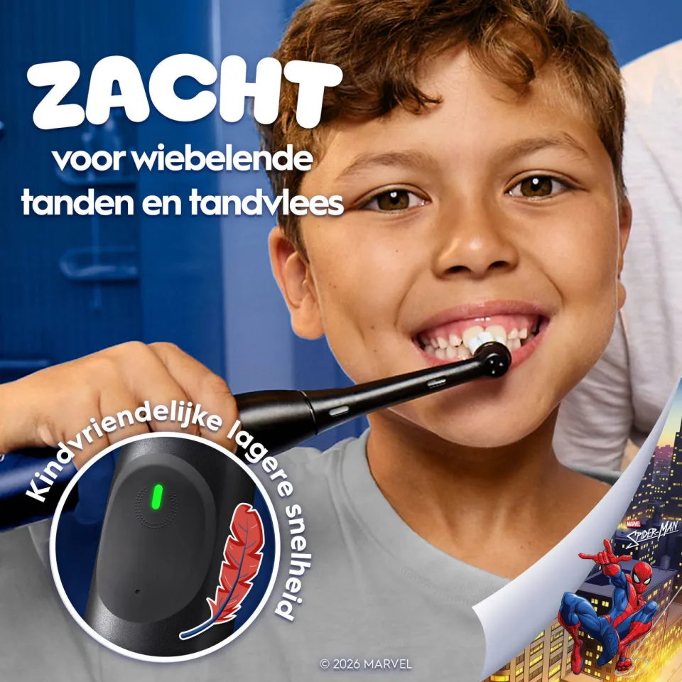 Oral-B iO Kids Marvel Spiderman elektrische tandenborstel + 1 opzetborstel + 1 reisetui zwart, foto 5