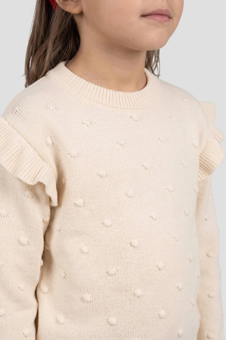 Me & My Monkey katoenen sweater met ruches - beige, foto 5