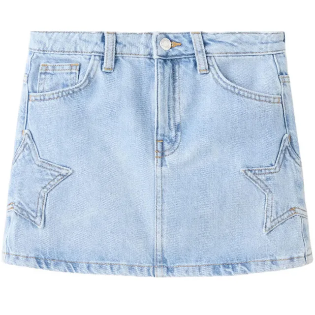 Mango korte spijkerrok met sterren lichtblauw Light blue denim