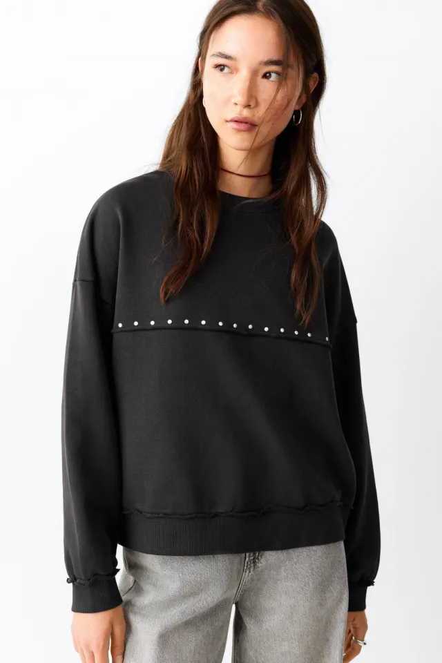 Mango TEEN sweater met studs - antraciet